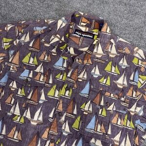 Reyn Spooner Shirt Mens Large Purple Sailboat Hawaiian Aloha Cotton Button Up
